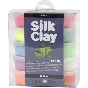 Silk Clay®, Basic 2, ass. farver, 10x40 g/ 1 pk.