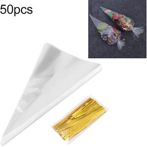 Shoppo Marte 50pcs / Pack DIY Wedding Birthday Party Transparent Candy Cone Storage Bag, Specification:18x37cm With Wire