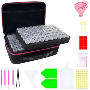 shopnbutik Multifunctional Portable Diamond Painting Tool Set Storage Bag, Style: 120 Grid (Rose Red)