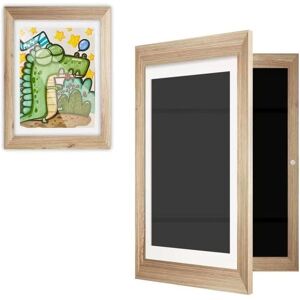 Shoppo Marte Plastic Children Art Frames Magnetic Front Open Frametory for Poster Photo Drawing Paintings Pictures(Wood Color)