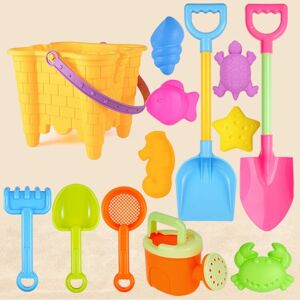 Shoppo Marte 13pcs/Set Children Beach Toys Set Large Sand Shovel Bucket Sand Digging Tools Hourglass, Color: Yellow Square Castle