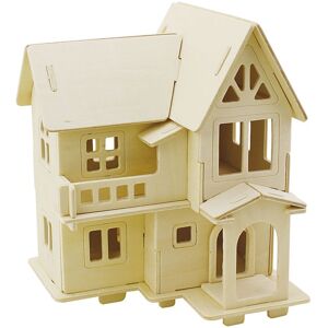 Creativ Company 3D Konstruktionsfigur, Hus med altan, str. 15,8x17,5x19,5 , 1 stk.