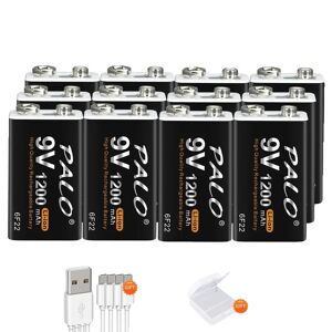 SupplySwap Genopladeligt Lithium Batteri, 1200mAh, Micro USB 9V, 9V, Polen, 12 stk