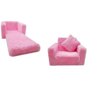 Viking Børnesovesofa og gæsteseng i ét - 100 cm x 36 cm x 25 cm - pink plys