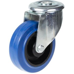 Parnells 100mm swivel castor with blue elastic rubber on nylon centre wheel