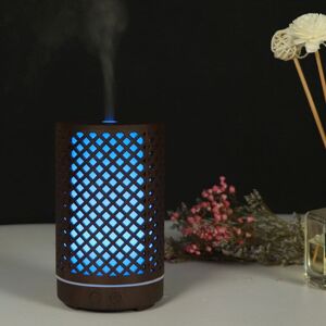 shopnbutik USB 200ml Hollow-out Forest Pattern Wooden Essential Oil Aromatherapy Machine Ultrasonic Humidifier Automatic Alcohol Sprayer(Dark Brown-1)