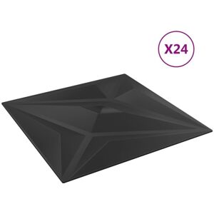 vidaXL vægpaneler 24 stk. 50x50 cm 6 m² XPS stjerne sort