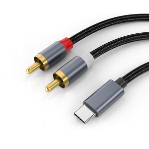 INF USB-C til 2x RCA stereolydkabel Grå 1.2 m