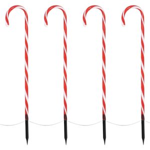 ECD-Germany ECD Germany LED Candy Canes 5er Set med 40 Varmt hvide LED'er, 73cm, rød hvid, batteridrevet, udendørs og indvendigt, belyst havestænger