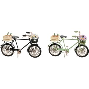 Dekorativ figur Home ESPRIT Sort Mint Cykel Vintage 24 x 9 x 13 cm (2 enheder)