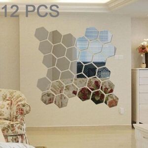 Shoppo Marte 12 PCS 3D Hexagonal Mirror Wall Stickers Set, Size: 10*10cm(Silver)