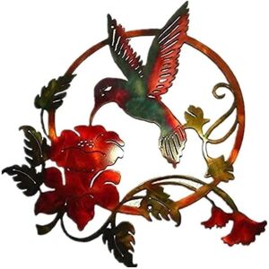 SPOKOJENOST Metal Bird Wall Art Smedejern Blomsterskulptur (1 stk, Rød)-25cm