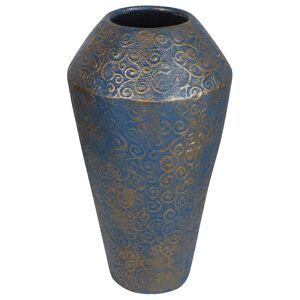 Beliani Dekorativ Vase Guldbrun og Blå Keramik 51 cm Håndlavet Oval Antik Egyptisk Rustikt Industrielt Design