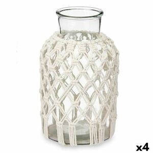 Gift Decor Vase Hvid Klæde Glas 18,5 x 30,5 x 18,5 cm (4 enheder) Makramé