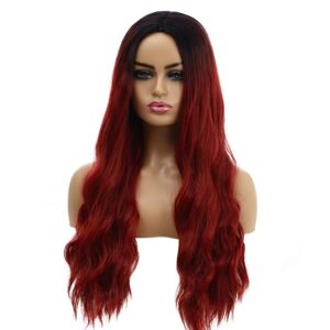 My Store Ladies Wavy Curly Hair Wig Gradient Long Curly Hair Wig(WIG-345I (Wine Red))