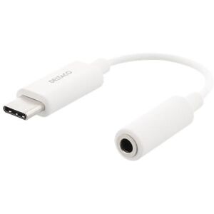 Deltaco USB-C til 3,5 mm adapter, stereo, aktiv, 11 cm, hvid