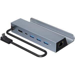 NÖRDIC USB-C 1 til 6 dockingstation til Steam Deck, HDMI 2.0 4k60Hz, RJ45, USB-A 3.0 5 Gbps, 100W USB-C PD