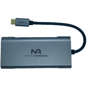 Nordic Accessories 7 i 1 USB-C Dock. HDMI, USB-C PD, 3xUSB-A. 75W Dockingstation.