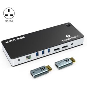 WAVLINK UTD21H 11 in 1 4K Dual DisplayPort Hub Converter Thunderbolt 3 Docking Station, Plug:UK Plug