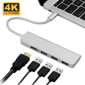 Shoppo Marte USB-C Hub, Type-C Adapter To HDMI,3 USB 3.0, Portable Aluminum USB C Dongle For MacBook Pro 2018/2017/2016 Chromebook Pixel, DELL XPS13