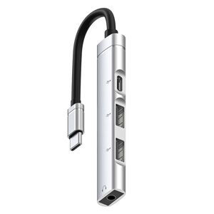 Shoppo Marte USB-C / Type-C to 3.5mm + 2USB + Type-C HUB Docking Station(Silver)
