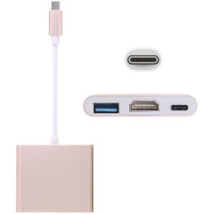 Shoppo Marte USB-C / Type-C 3.1 Male to USB-C / Type-C 3.1 Female & HDMI Female & USB 3.0 Female Adapter(Gold)