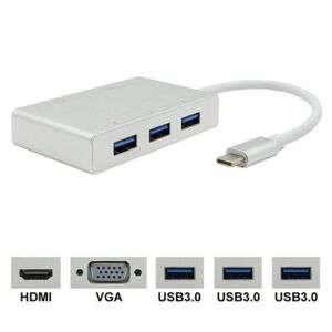 Shoppo Marte USB C to HDMI VGA USB Hub Adapter 5 in 1 USB 3.1 Converter for Laptop for MacBook,ChromeBook Pixel,Huawei MateBook