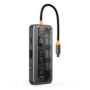 Shoppo Marte SW10V 10 in 1 Type-C to USB + HDMI + VGA + RJ45 + SD/TF + Audio 3.5 HUB Docking Station(Grey)