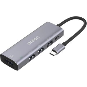 Onten OT-95123 5 in 1 Multifunctional Type-C + USB + HDMI Docking Station, Cable Length: 145mm(Silver)