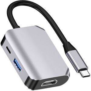 Shoppo Marte HW-6003 3 In 1 Type-C / USB-C to HDMI + PD + USB 3.0 Docking Station Adapter Converter(Grey)