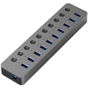 Blueendless USB Splitter Aluminum Alloy QC Fast Charge Expander, Number of interfaces: 10-port (12V4A Power)