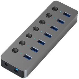 Blueendless USB Splitter Aluminum Alloy QC Fast Charge Expander, Number of interfaces: 7-port (12V2A Power)