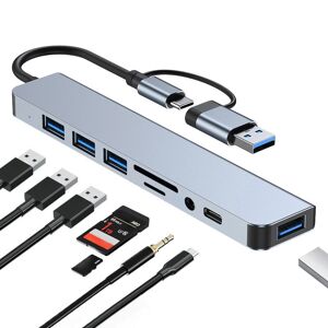 Shoppo Marte BYL-2218TU 8 in 1 USB + USB-C / Type-C to USB Multifunctional Docking Station HUB Adapter