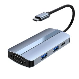 Shoppo Marte BYL-2106 7 in 1 USB-C / Type-C to USB Docking Station HUB Adapter (Silver)
