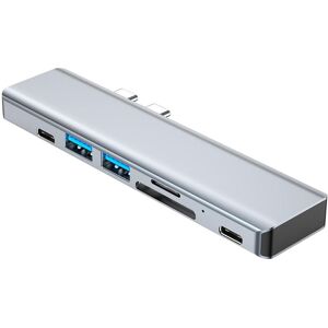 Shoppo Marte BYL-2101 7 in 1 Dual USB-C / Type-C to USB Docking Station HUB Adapter (Silver)