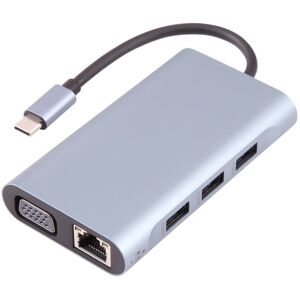 Shoppo Marte BYL-2111U3 7 in 1 USB-C / Type-C to USB Docking Station HUB Adapter (Silver)