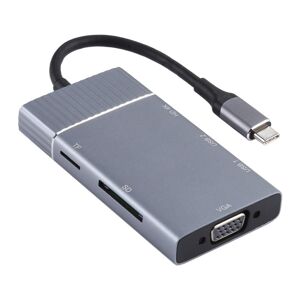 Shoppo Marte 7 In 1 Dual USB 3.0 + TF/SD + HDMI/VGA + 3.5mm Jack + Type-C / USB-C Multi-function USB-C Dock Station