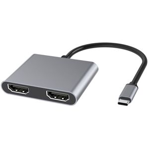 Shoppo Marte 4 in 1 Multifunction USB-C / Type-C to PD USB-C / Type-C +USB 3.0+Dual HDMI HUB Docking Station (Grey)