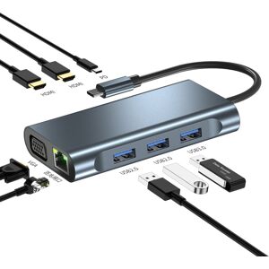 Shoppo Marte 2311 8 in 1 USB-C / Type-C to USB Multifunctional Docking Station HUB Adapter