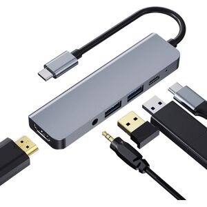 Shoppo Marte 2008N 5 In 1 USB 3.0 x2 + HDMI + PD + 3.5mm Port Multi-function Intelligent Type-C / USB-C HUB Docking Station