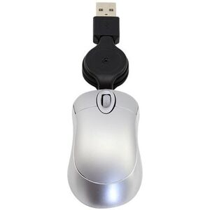 Shoppo Marte Mini Computer Mouse Retractable USB Cable Optical Ergonomic1600 DPI Portable Small Mice for Laptop(Silver)