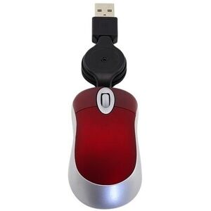 Shoppo Marte Mini Computer Mouse Retractable USB Cable Optical Ergonomic1600 DPI Portable Small Mice for Laptop(Red)