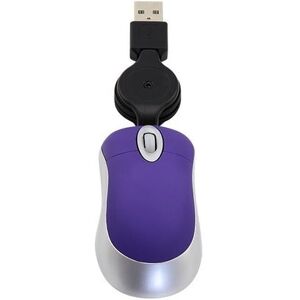 Shoppo Marte Mini Computer Mouse Retractable USB Cable Optical Ergonomic1600 DPI Portable Small Mice for Laptop(Purple)