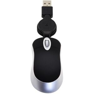 Shoppo Marte Mini Computer Mouse Retractable USB Cable Optical Ergonomic1600 DPI Portable Small Mice for Laptop(Black)