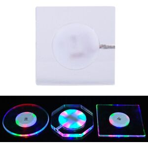 My Store 100x4mm Square LED Light Up Acrylic Coaster Transparent Crystal Base(Colorful Light)