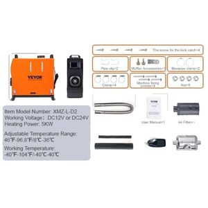 SupplySwap Bilvarmer, 5/8KW Varmekraft, LCD Knap, 5KW Bluetooth