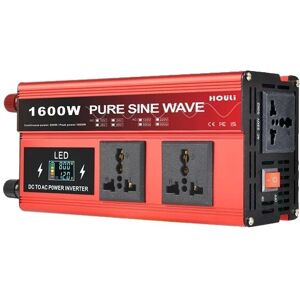 SupplySwap Inverter, 12V DC til 220V AC konvertering, 1600W ren sinuskurve output, 1600W-220V-12V-50HZ