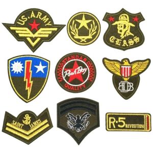 Megabilligt 9 stofmærker med Military Motiv Army Patches