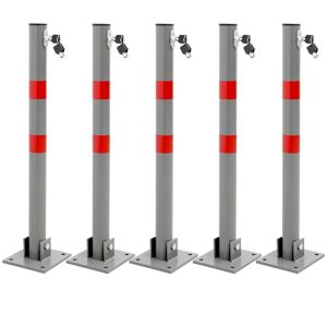 ECD-Germany Parkering barrierer Sammenklappelig Folding pullert indlæg 5-pack Pullert 70 cm rund