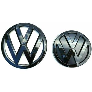 MediaTronixs Gloss Black Front Grill & Rear Badge Emblem Set For VW Volkwagen Golf MK7 2013-2017